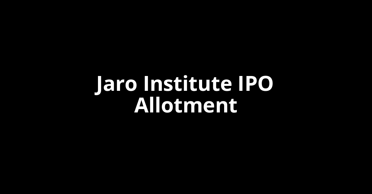 jaro institute ipo allotment